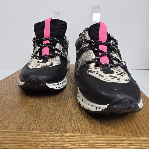 Akima Shoes Women Size 10M Black White Pink Snake Print Low Athletic Sneakers - Picture 2 of 8